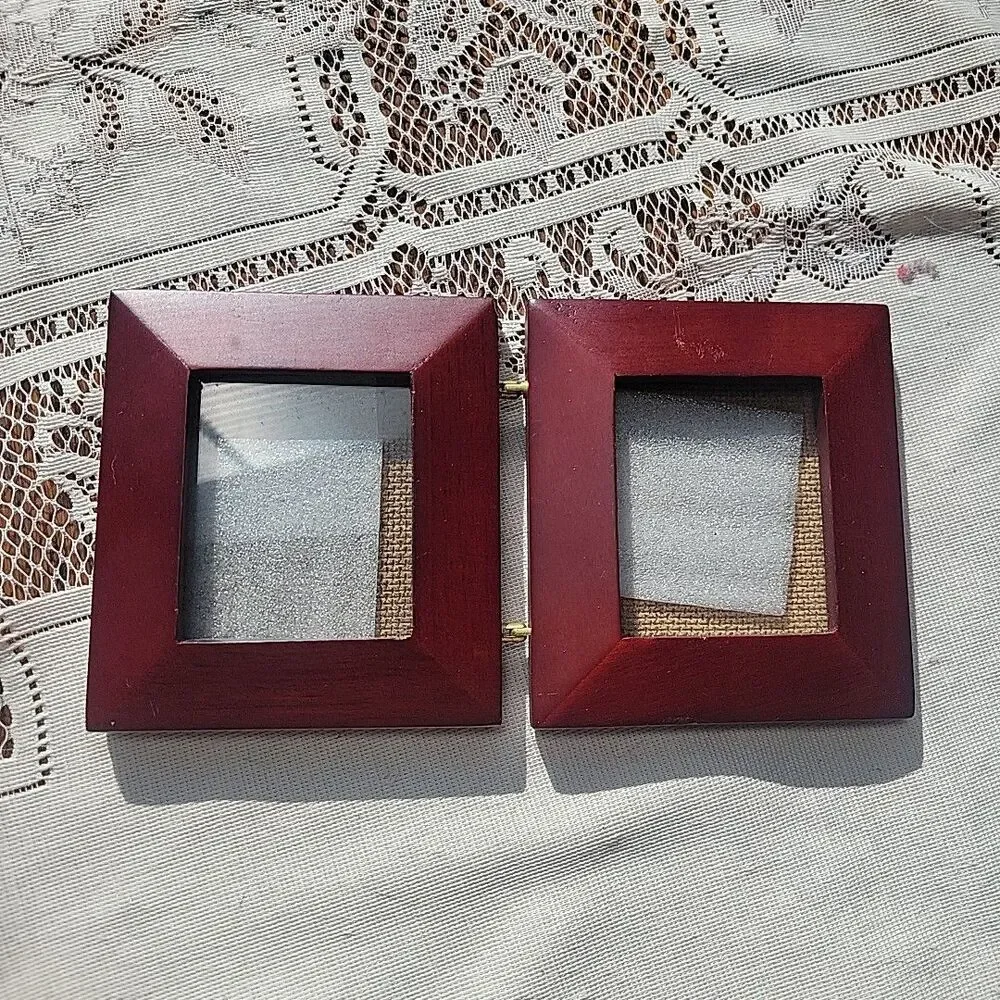 Vtg Victorian Western photo picture frames 5pc set mixed lot faux wood metal